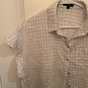 ruffle sleeve plaid shirt